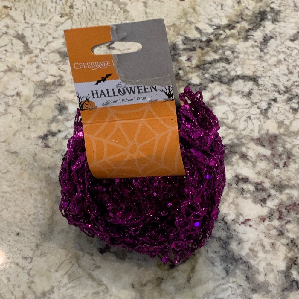 Purple Glitter Halloween Ribbon 48” long